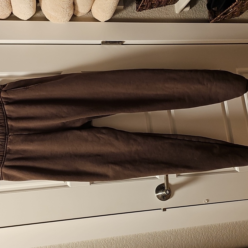 Velvet by Graham & Spencer Sabrina Autumn Fleece Bark Brown Sweatpants Small